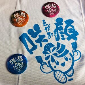 2025年の公式グッズ。吸水タオルと彩夏ちゃんバッジ。